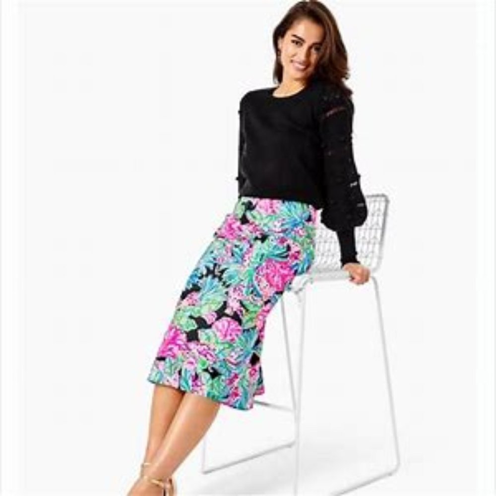 NWT Lilly Pulitzer Onyx Jaguar Jungle Cory Skirt Size 4